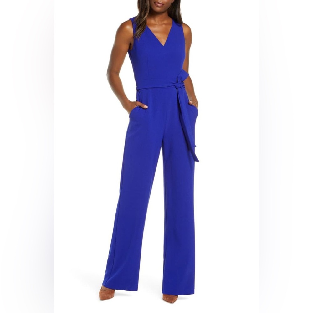 NWT Vince Camuto Royal Blue Sleeveless Wide Leg Scoop Neck Jumpsuit Pantsuit